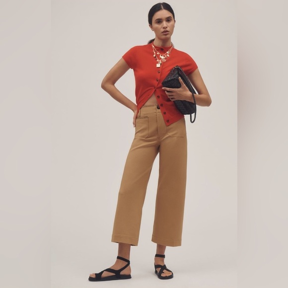 Anthropologie The Colette Whipstitch Crop Wide-Leg Pants Size 26 NWT - Picture 1 of 15